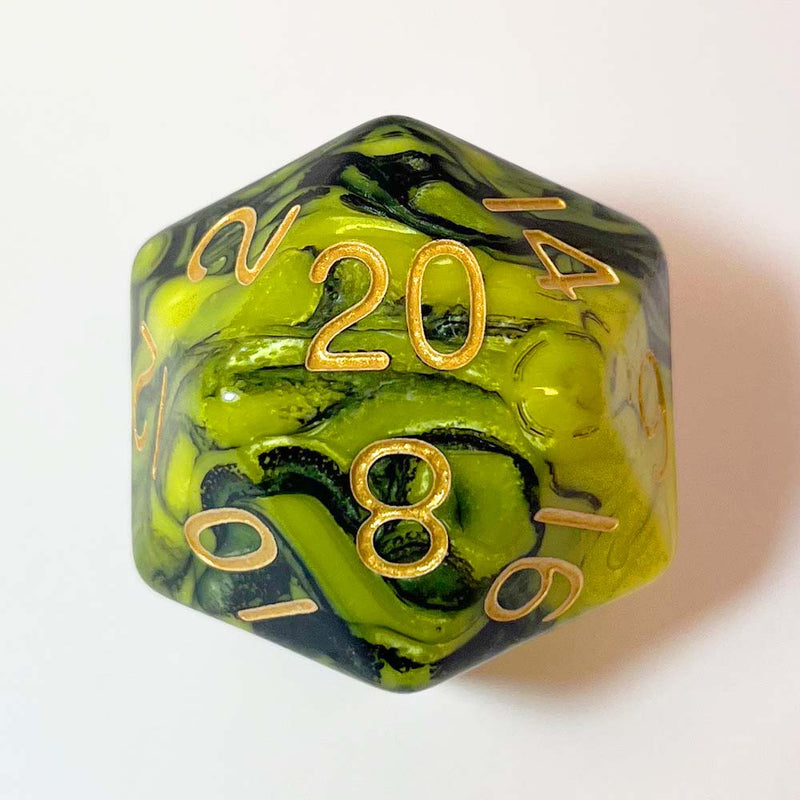 Metallic Dice Games: Mega Acrylic d20 - Combo Attack Black/Yellow | Available Now