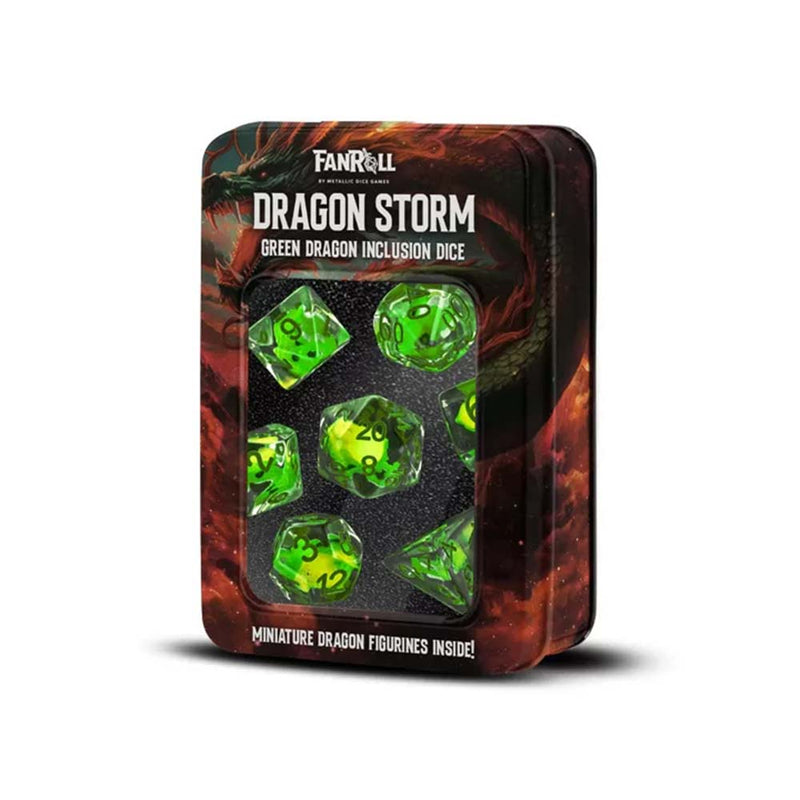 Dragon Storm Inclusion Resin Dice Set: Green Dragon