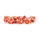 Metallic Dice Games: 16mm Acrylic Poly Dice Set -  Ivory with Red Enamel  | Available Now