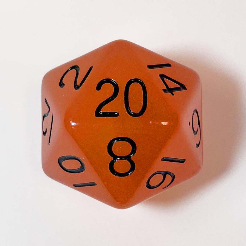 Metallic Dice Games: Mega Acrylic d20 - Glow Orange | Available Now