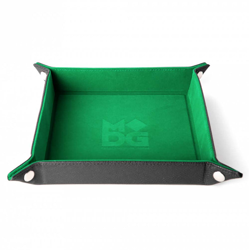 FanRoll Fold up Velvet Dice Tray w/PU Leather Backing 10x 10 - Green