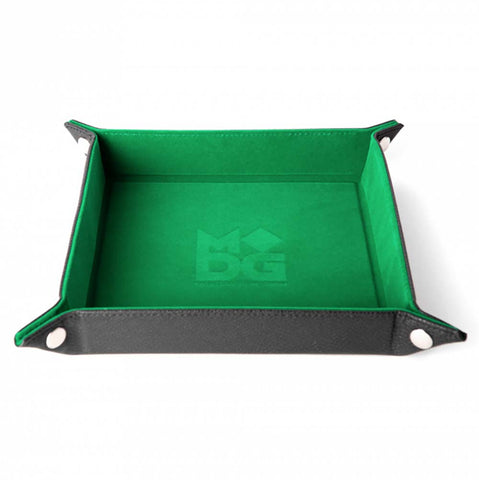 FanRoll Fold up Velvet Dice Tray w/PU Leather Backing 10x 10 - Green
