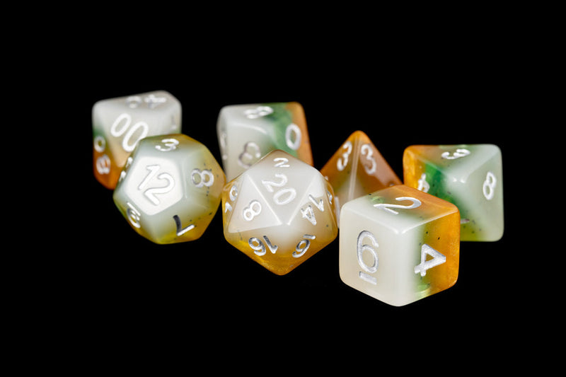 Metallic Dice Games: 16mm Resin Poly Dice Set - Kiwi | Available Now