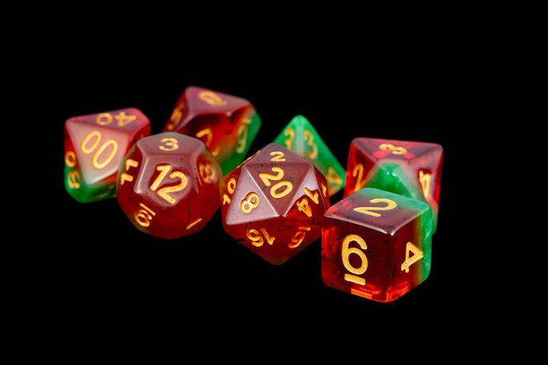 Metallic Dice Games: 16mm Resin Poly Dice Set - Watermelon | Available Now