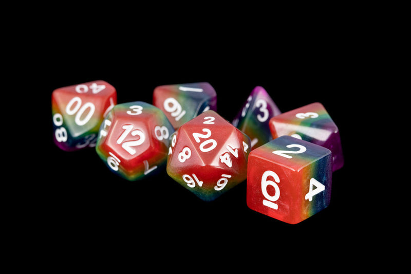Fanroll: 16mm Resin Poly Dice Set - Rainbow | Available Now