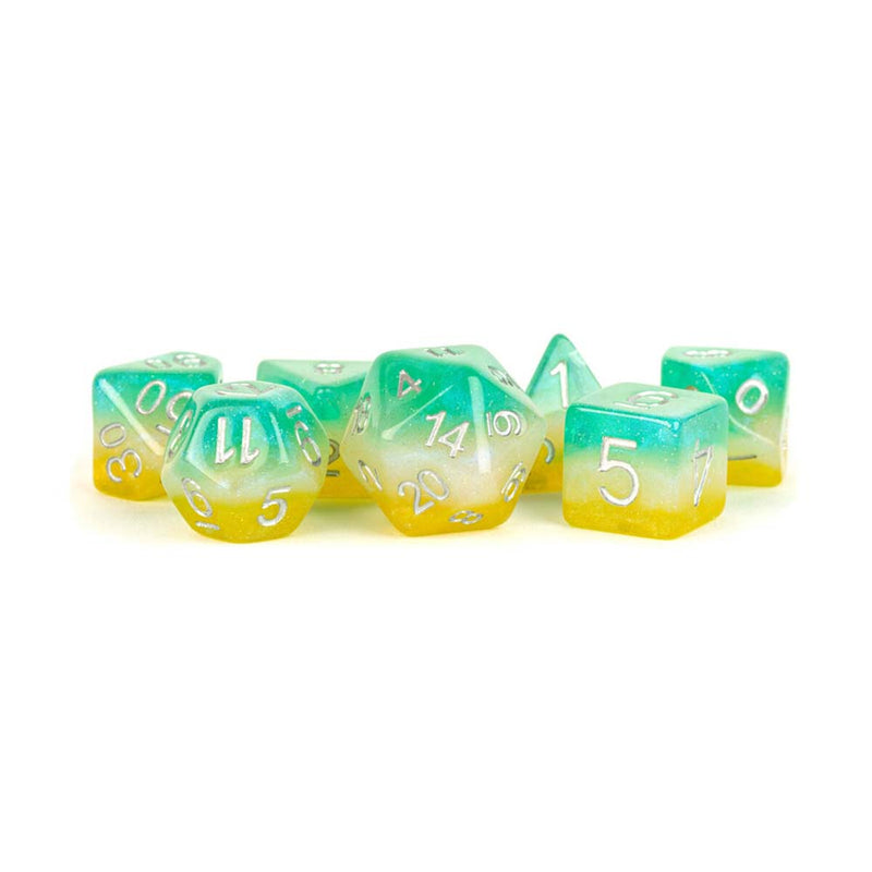 Metallic Dice Games: 16mm Resin Poly Dice Set - Layered Stardust Tropics | Available Now