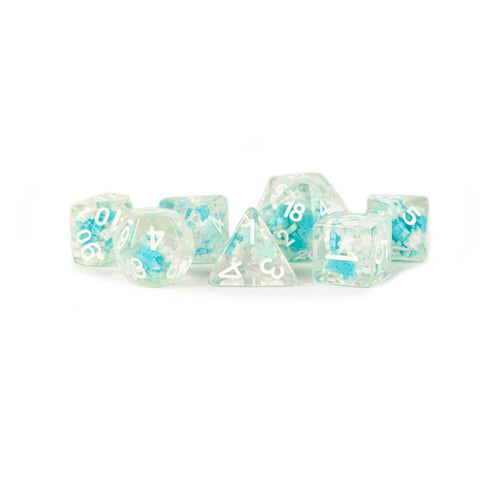 Metallic Dice Games: 16mm Resin Poly Dice Set - Snowflake Dice | Available Now