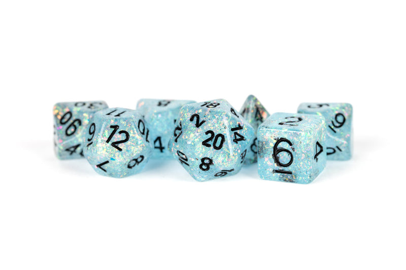 Metallic Dice Games: 16mm Resin Poly Dice Set -  Flash Blue | Available Now