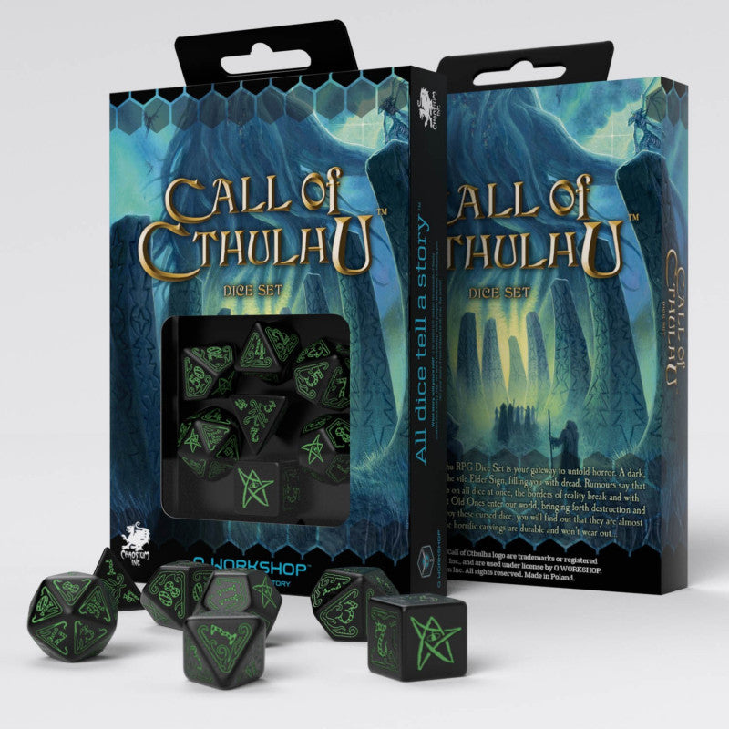 Q Workshop: Call of Cthulhu - Black & Green Dice | Available Now