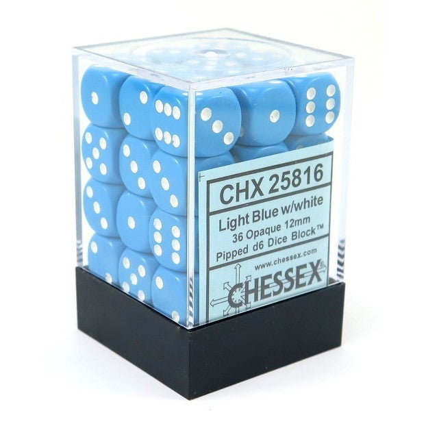 Chessex: 12Mm D6 Dice Block - Opaque Pastel Light Blue/White | Available Now