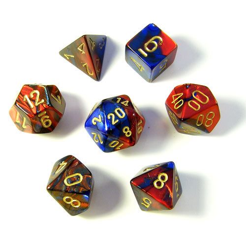 Chessex: 7-Die Set Polyhedral - Blue-Red and Gold  | Available Now