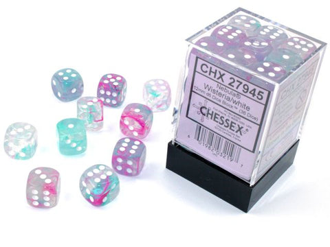 Chessex - Nebula 12mm D6 Luminary Dice - Wisteria/white
