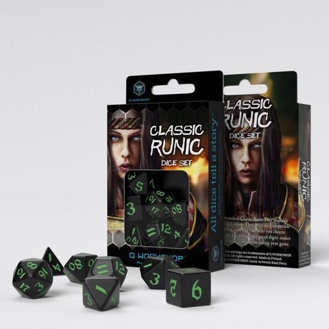 Q Workshop: Classic RPG - Black and Green Dice | Available Now