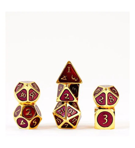 Metallic Dice Games: 16Mm Metal Enamel Dice Set - Gold With Purple | Available Now