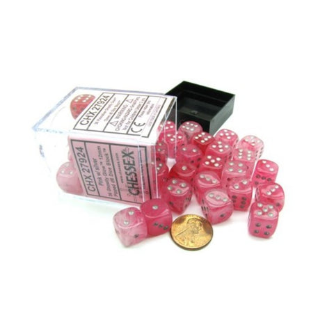 Chessex - Ghostly Glow 12mm D6 Dice - Pink/silver