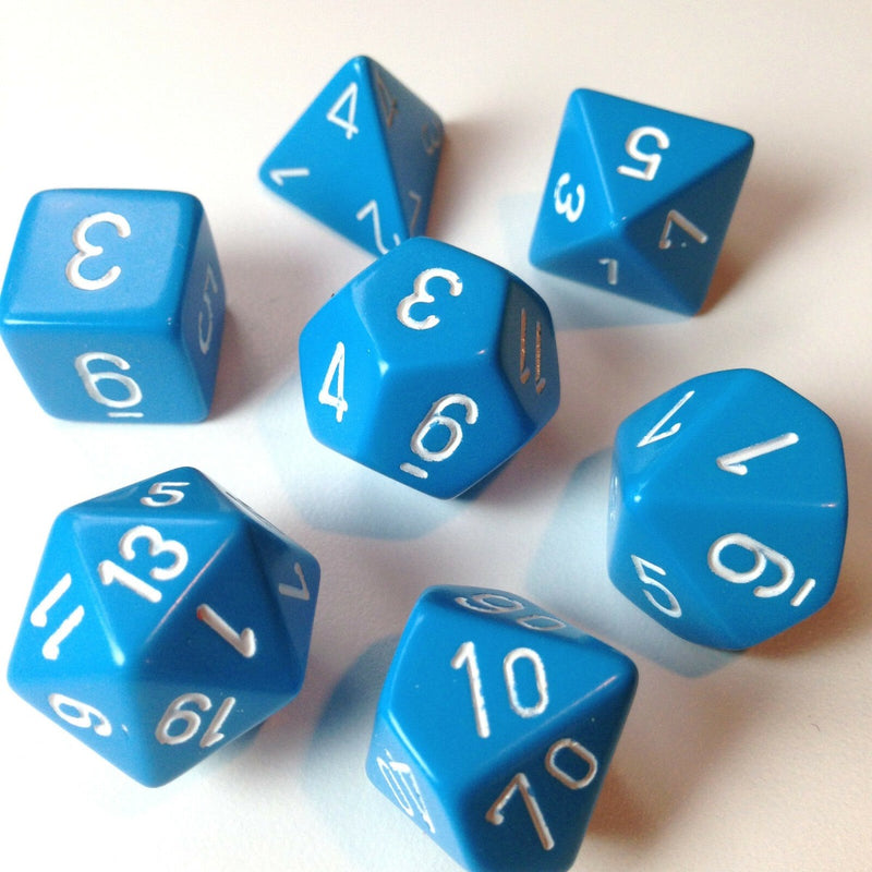Chessex: 7-Die Set Polyhedral - Light Blue and White | Available Now