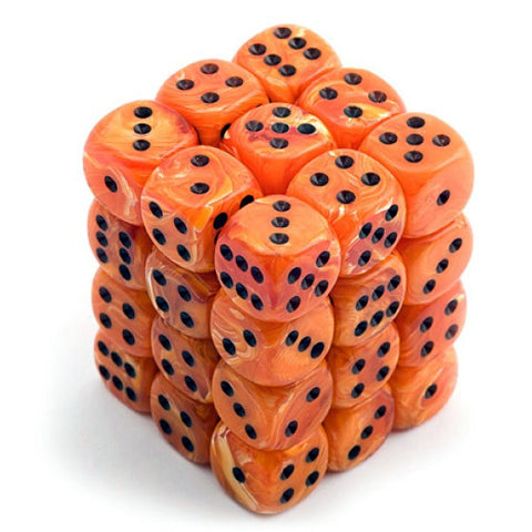 Chessex - Vortex 12mm D6 Dice - Orange/black