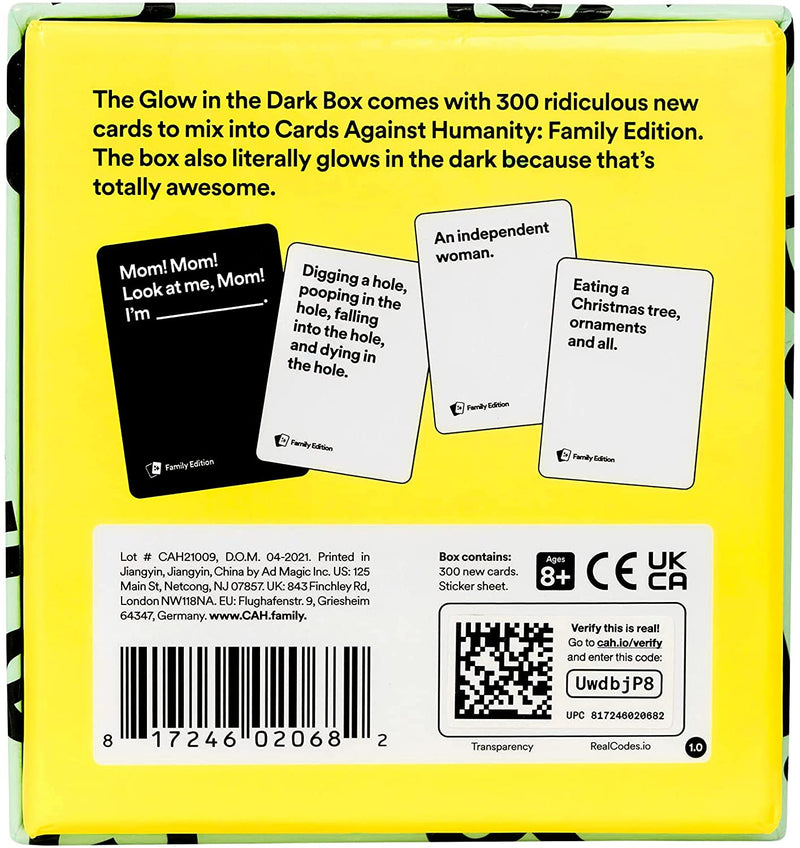 Cards Against Humanity Family Edition Glow in the Dark Expansion
