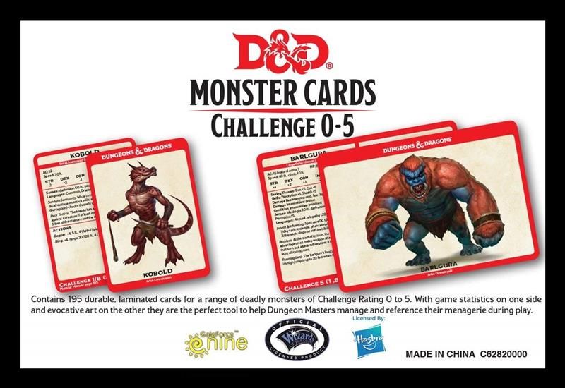 Dungeons & Dragons 5E Monster Cards Challenge 0-5