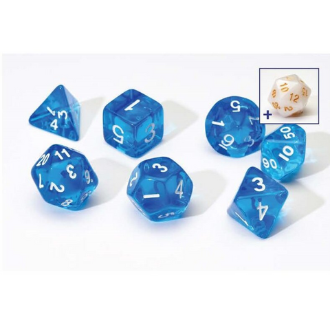 Translucent Blue Resin Dice Set