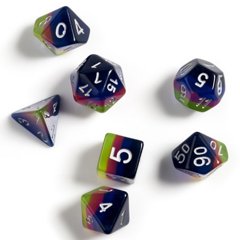 Pink, Green and Blue Dice Set