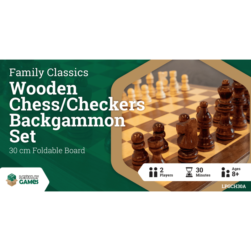 LPG Wooden Folding Chess/Checkers/Backgammon Set 30cm - Board Game