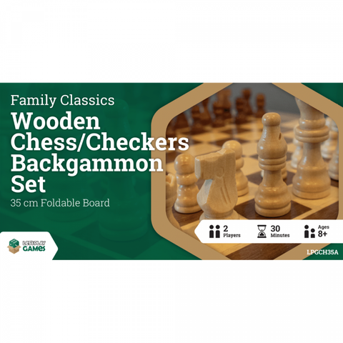 LPG Wooden Folding Chess/Checkers/Backgammon Set 35cm - Board Game