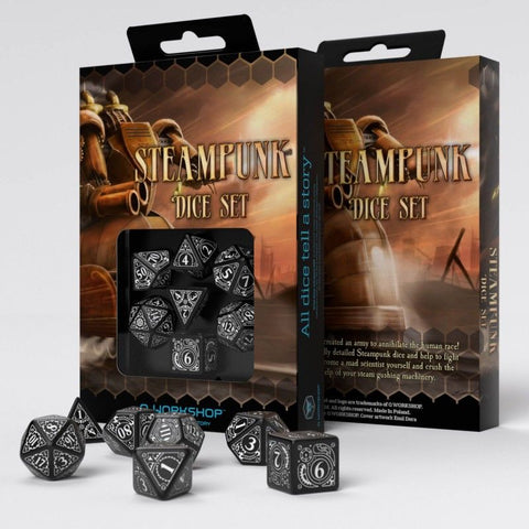 Q Workshop Steampunk Black & White Dice Set 7 - Dice