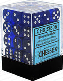 D6 Dice Translucent 12mm Blue/White