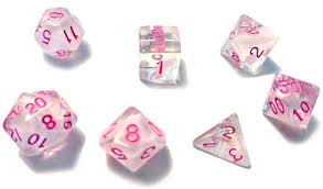 White Cloud + Pink Ink Dice Set